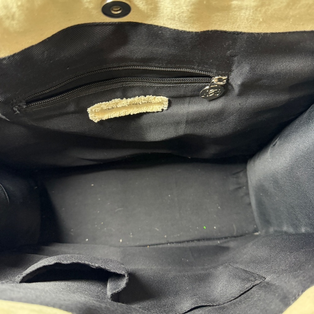 America & Beyond Bohemian Black and Cream Jacquard Beaded Tote Bag with Tassel - Picture 5 of 9